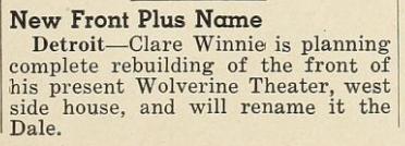 Wolverine Theatre (Dale Theatre) - 1941 Article From James (newer photo)
